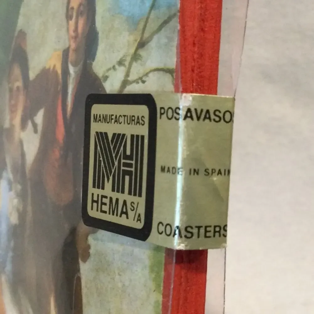 Vtg HEMA Goya Artwork‎ Spain Drink Coasters Set Of 6 In Original Package NEW Red